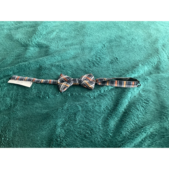 Jos A Bank Mens Blue Orange Plaid Bowtie Adjustable Formal Wedding Party Prom - Picture 2 of 8